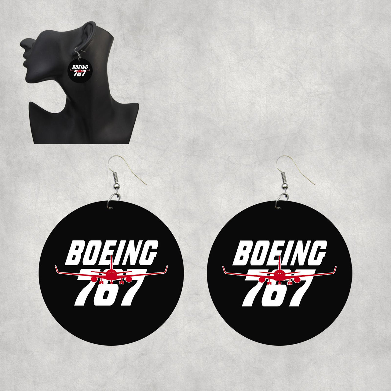 Amazing Boeing 767 Designed Wooden Drop Earrings