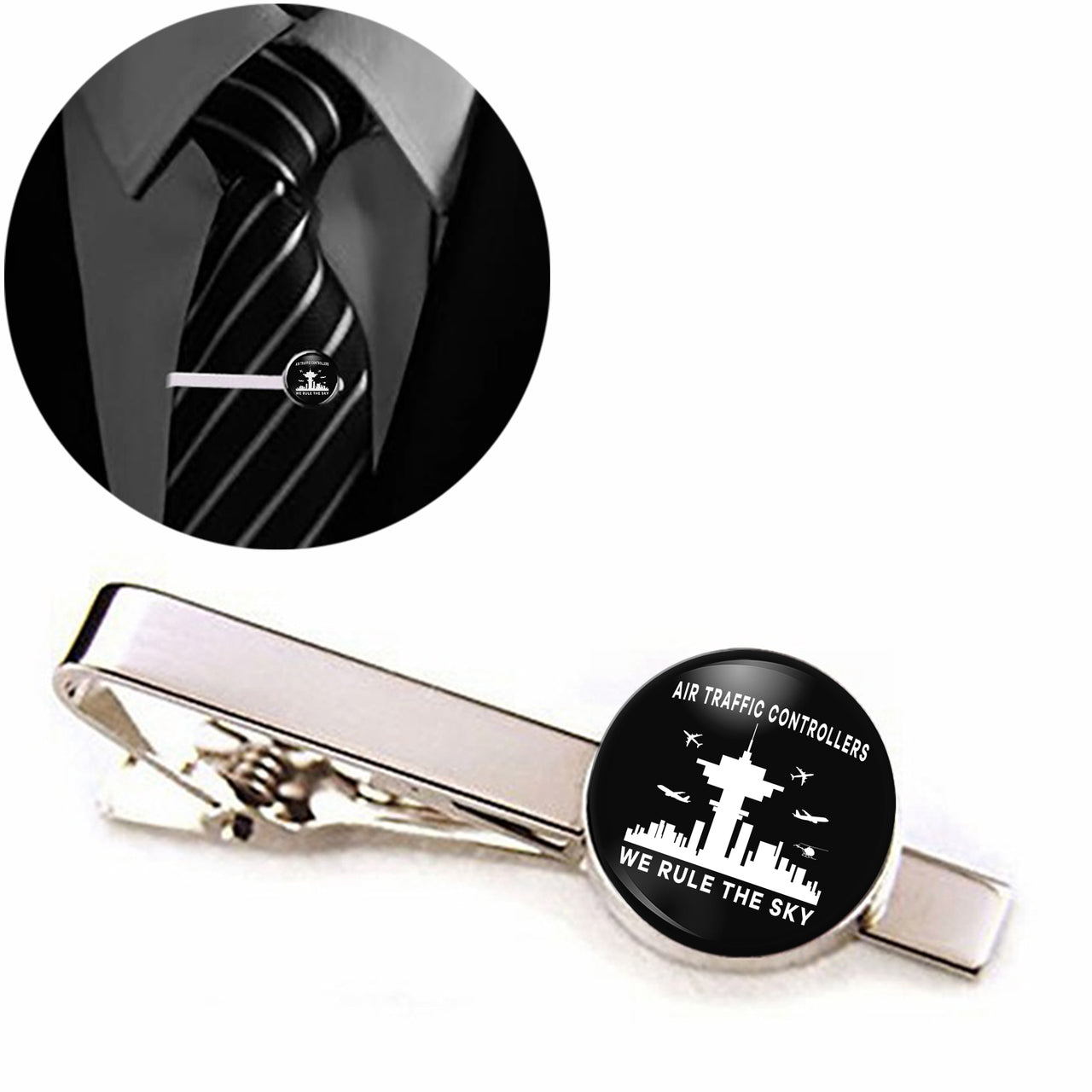 Air Traffic Controllers - We Rule The Sky Designed Tie Clips