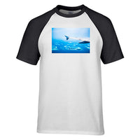 Thumbnail for Outstanding View Through Airplane Wing Designed Raglan T-Shirts