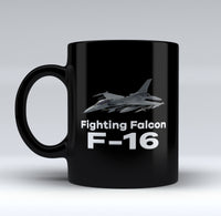 Thumbnail for The Fighting Falcon F16 Designed Black Mugs
