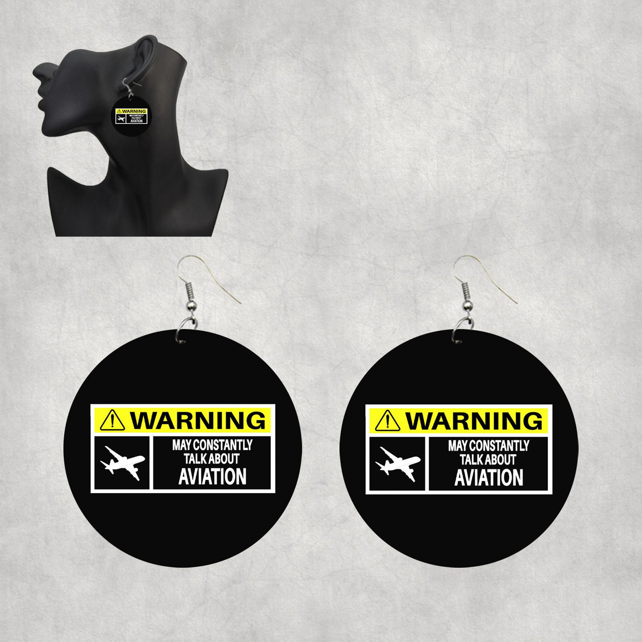 Warning May Constantly Talk About Aviation Designed Wooden Drop Earrings
