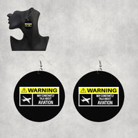 Thumbnail for Warning May Constantly Talk About Aviation Designed Wooden Drop Earrings