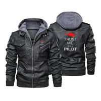 Thumbnail for Trust Me I'm a Pilot (Helicopter) Designed Hooded Leather Jackets