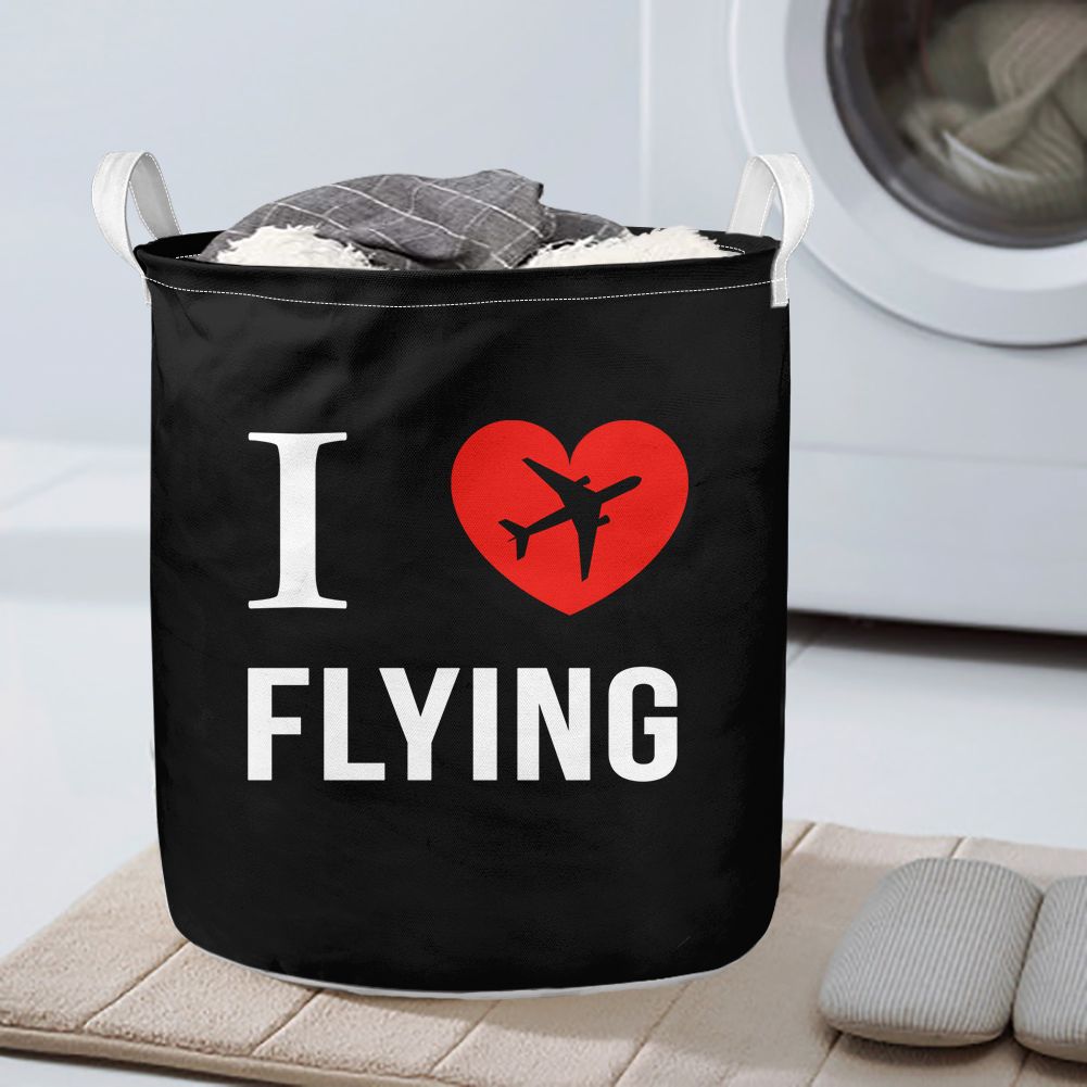 I Love Flying Designed Laundry Baskets