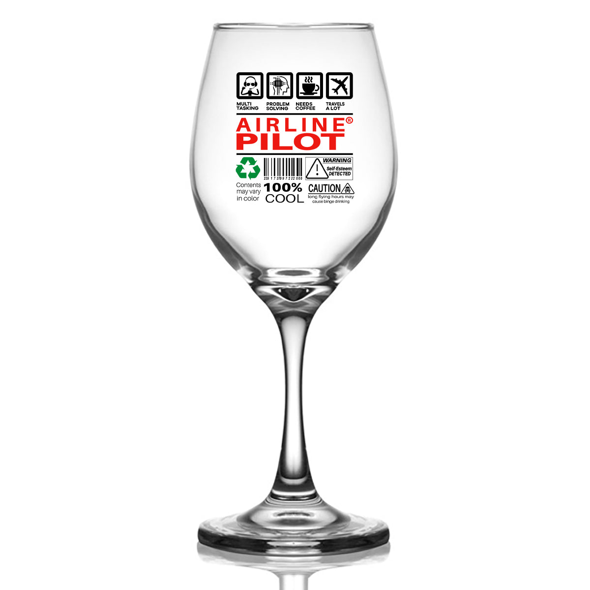 Airline Pilot Label Designed Wine Glasses