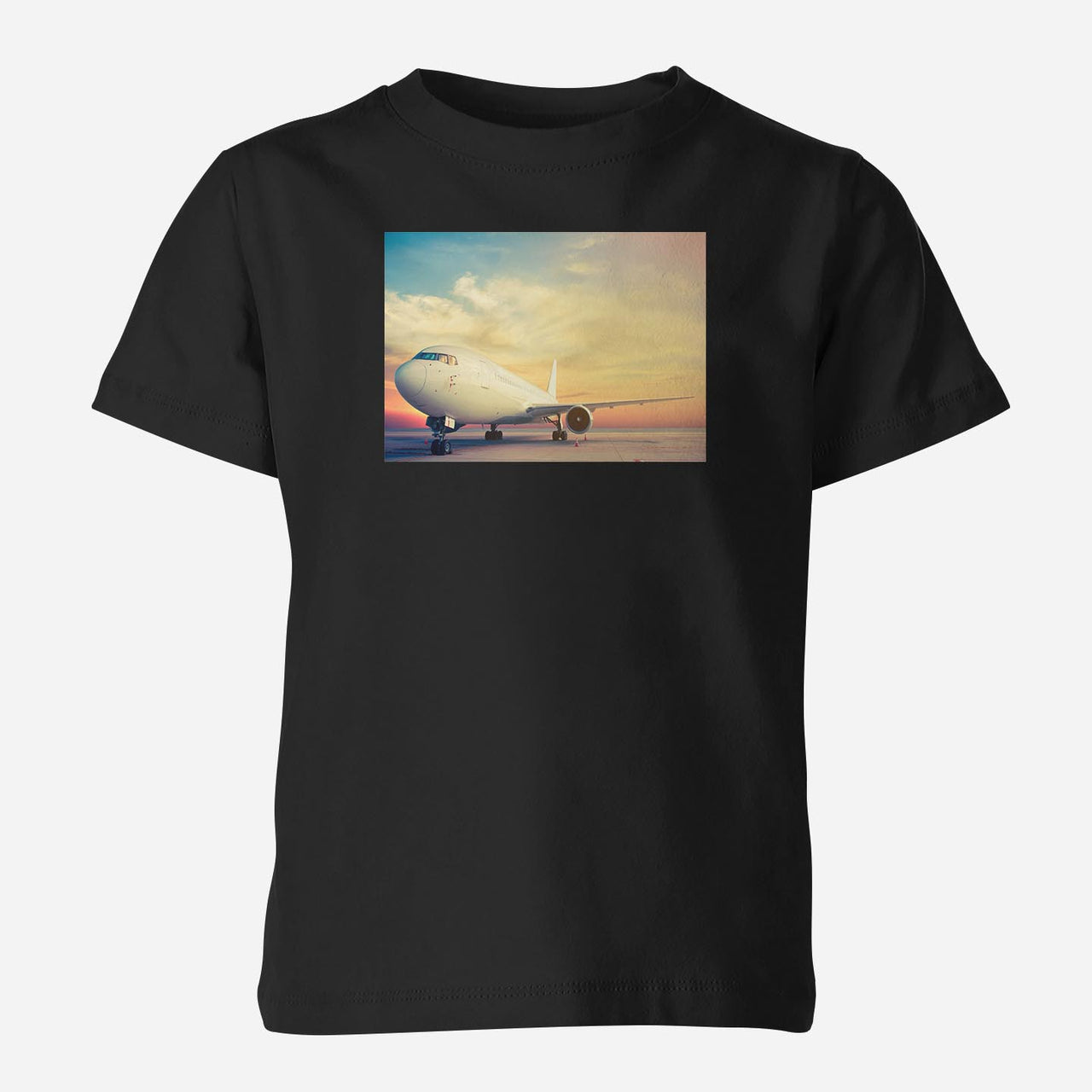 Parked Aircraft During Sunset Designed Children T-Shirts