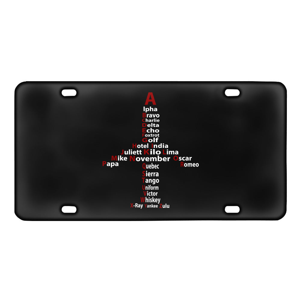 Airplane Shape Aviation Alphabet Designed Metal (License) Plates