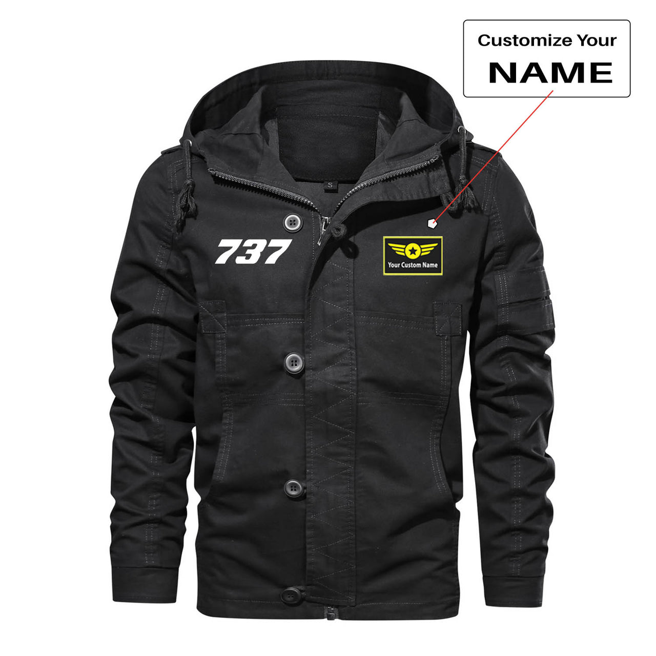 737 Flat Text Designed Cotton Jackets