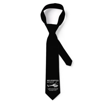 Helicopter [Noun] aviation design on premium silk blend tie.
