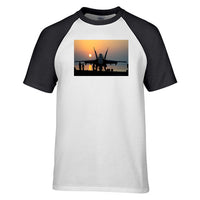 Thumbnail for Military Jet During Sunset Designed Raglan T-Shirts