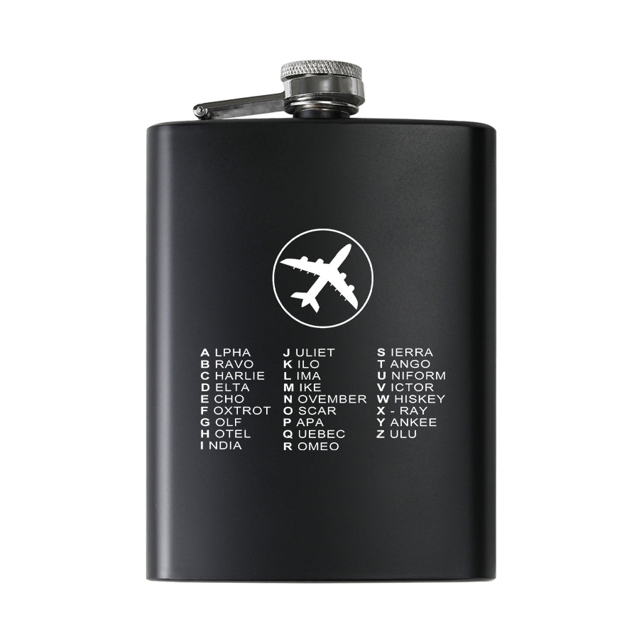 Aviation Alphabet 2 Designed Stainless Steel Hip Flasks