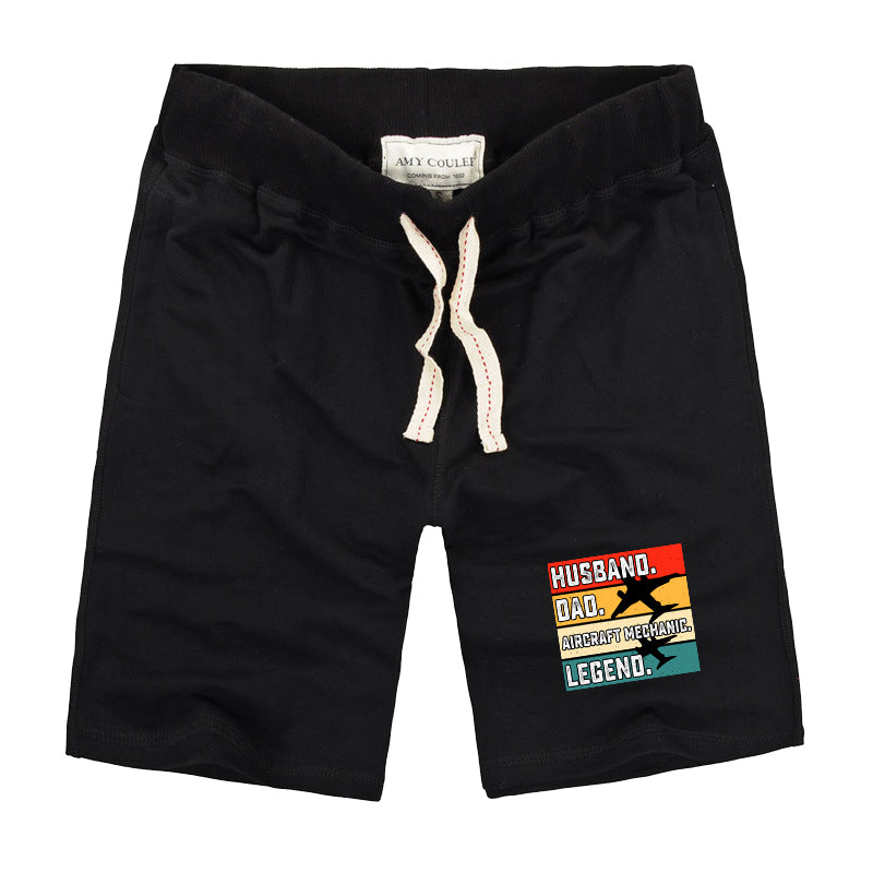 Husband & Dad & Aircraft Mechanic & Legend Designed Cotton Shorts
