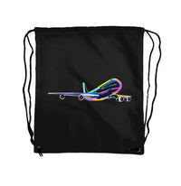 Thumbnail for Multicolor Airplane Designed Drawstring Bags