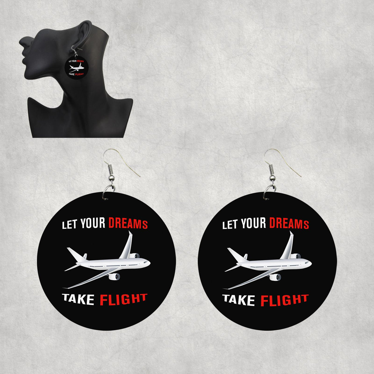 Let Your Dreams Take Flight Designed Wooden Drop Earrings