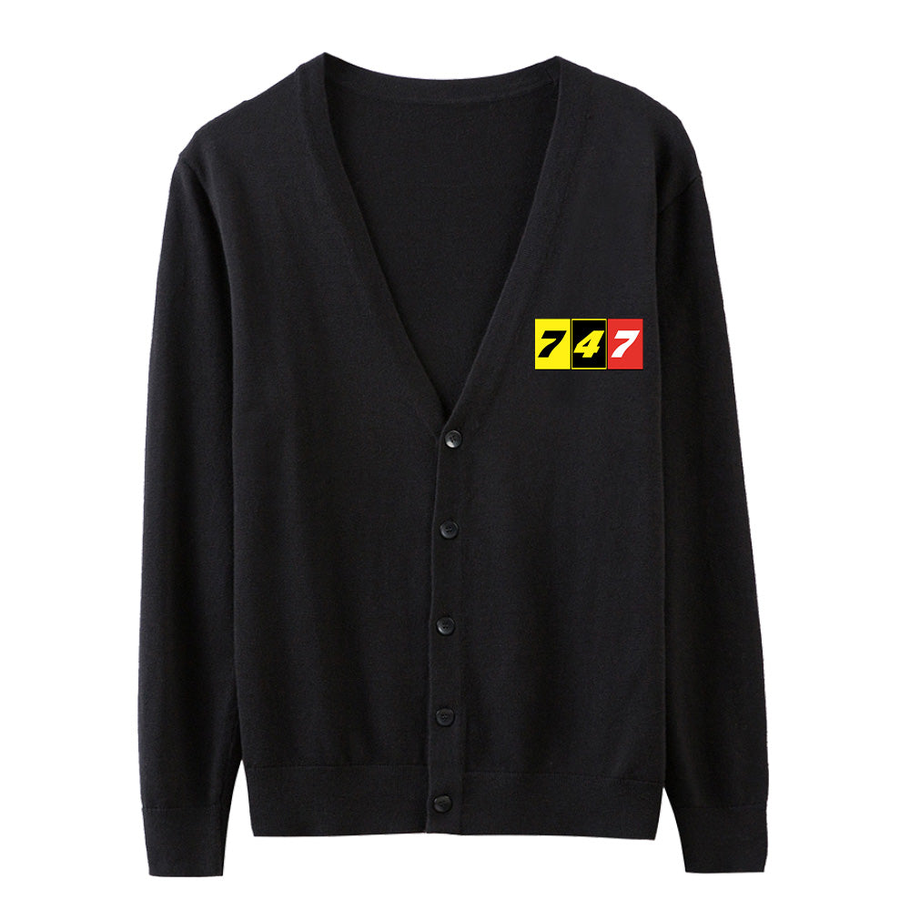 Flat Colourful 747 Designed Cardigan Sweaters