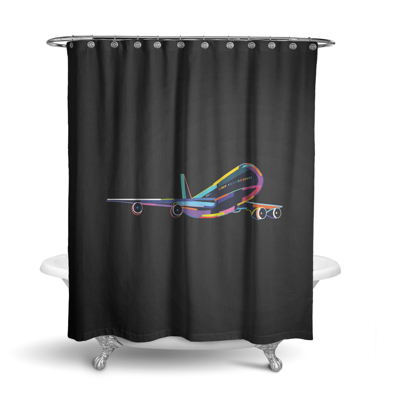 Multicolor Airplane Designed Shower Curtains