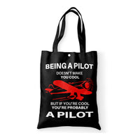 Thumbnail for If You're Cool You're Probably a Pilot Designed Tote Bags