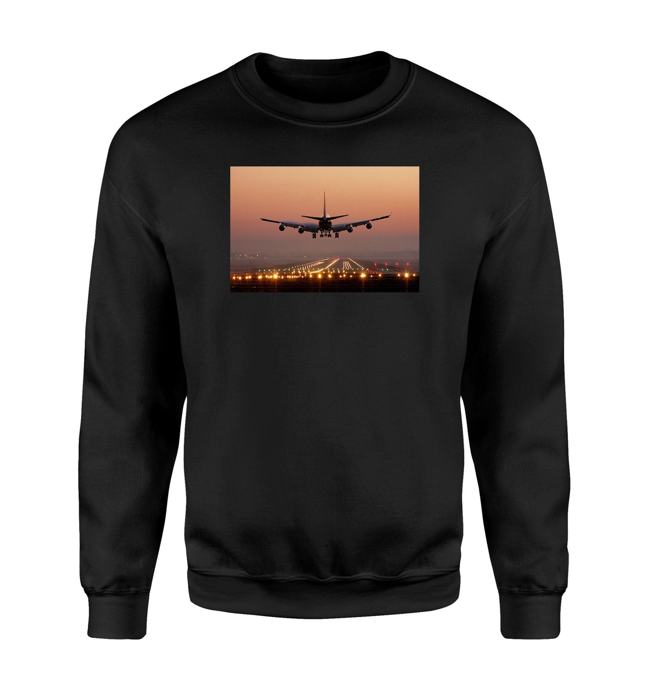 Landing Boeing 747 During Sunset Designed Sweatshirts