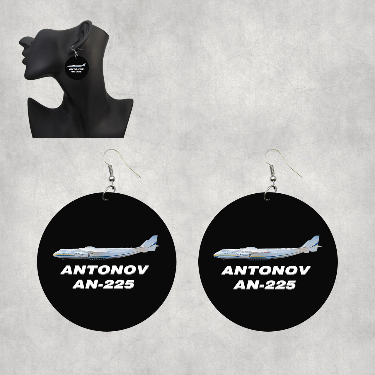 The Antonov AN-225 Designed Wooden Drop Earrings