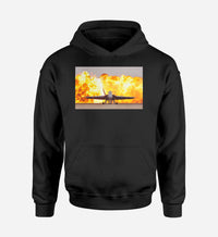 Thumbnail for Face to Face with Air Force Jet & Flames Designed Hoodies