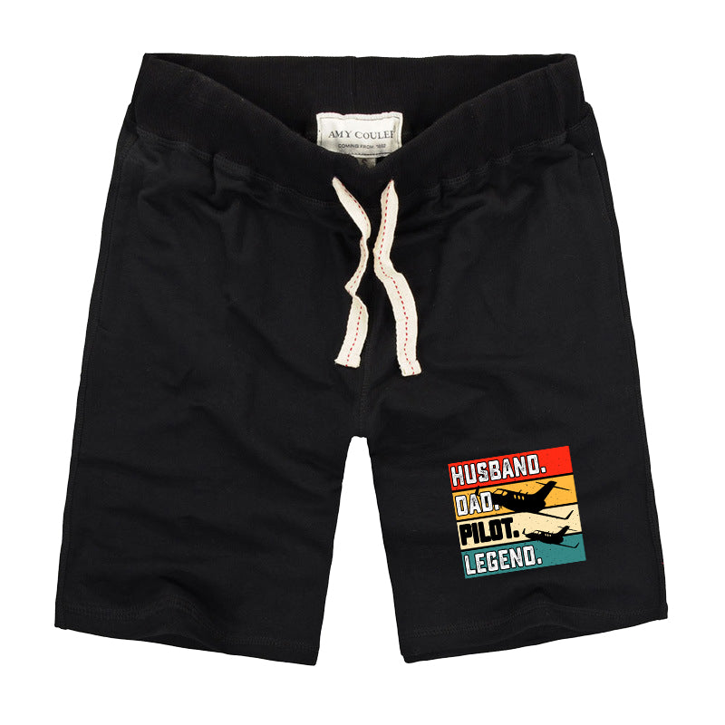 Husband & Dad & Pilot & Legend Designed Cotton Shorts
