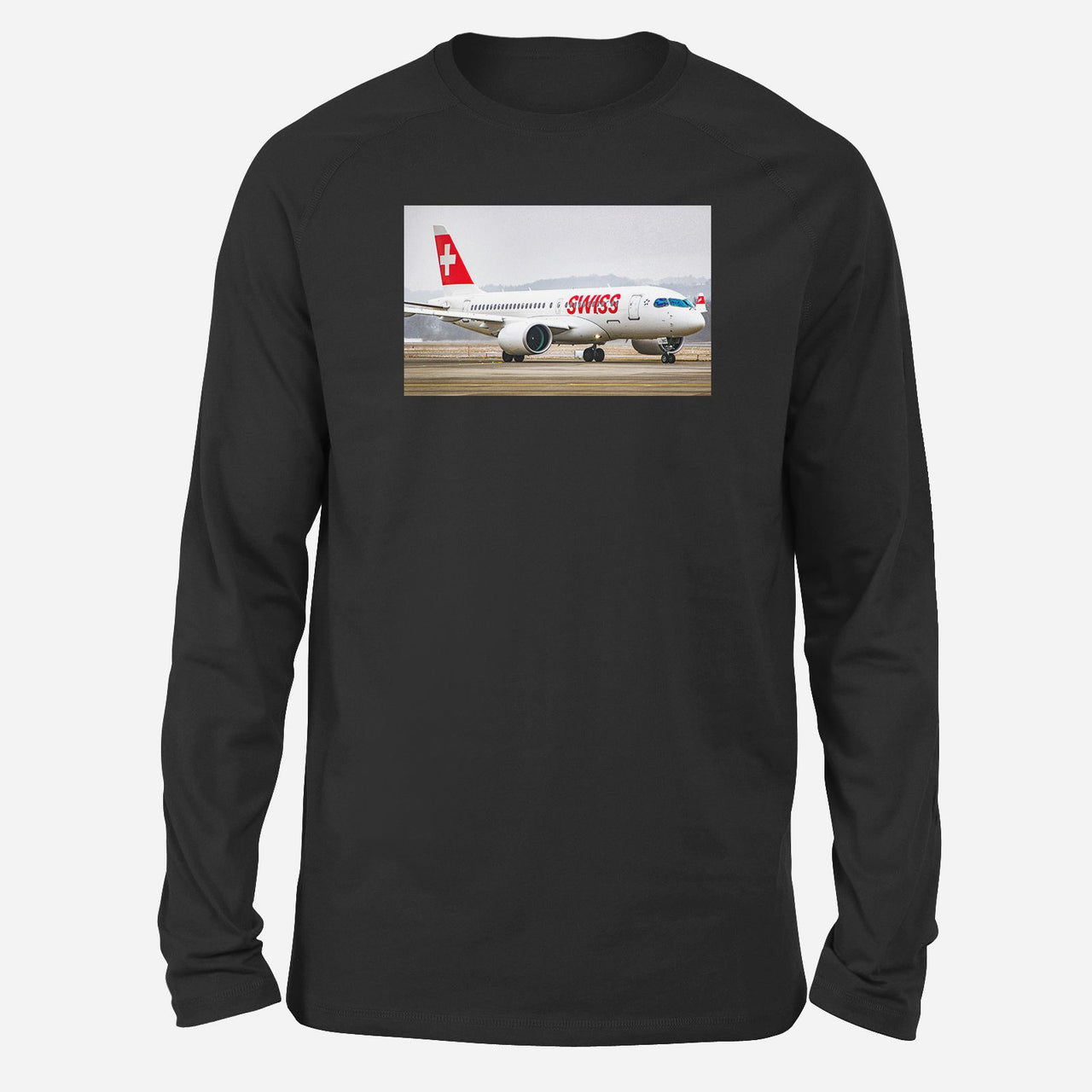 Swiss Airlines Bombardier CS100 Designed Long-Sleeve T-Shirts