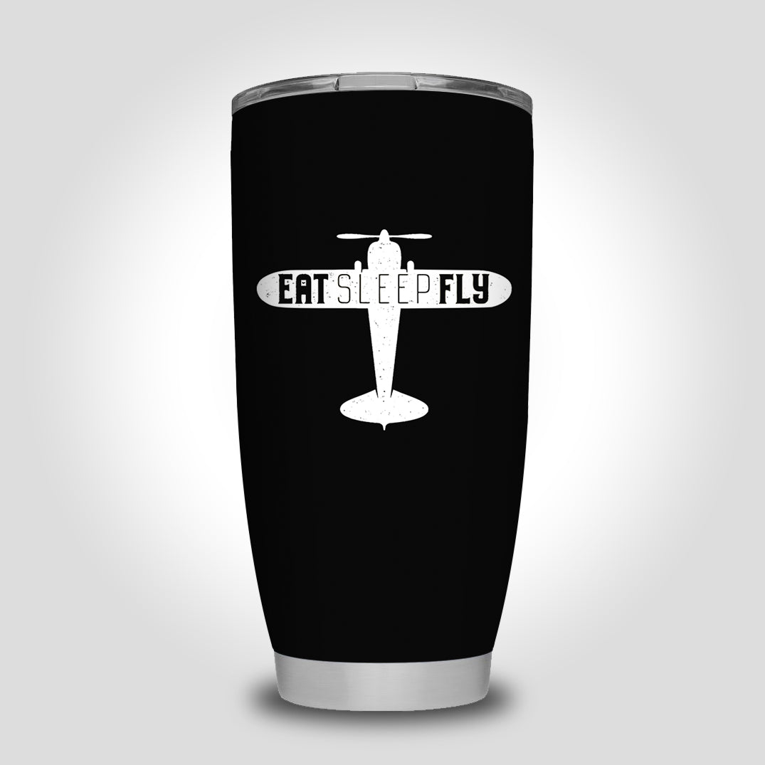 Eat Sleep Fly & Propeller Designed Tumbler Travel Mugs