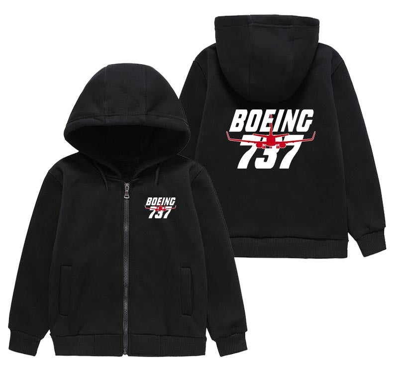 Amazing Boeing 737 Designed "CHILDREN" Zipped Hoodies