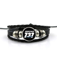 Thumbnail for Super Boeing 737+Text Designed Leather Bracelets