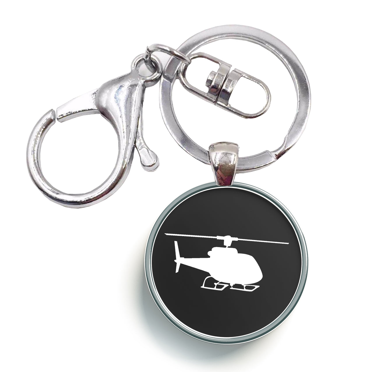 Helicopter Designed Circle Key Chains