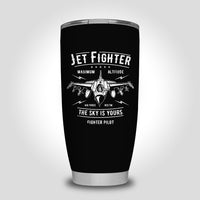 Thumbnail for Jet Fighter - The Sky is Yours Designed Tumbler Travel Mugs