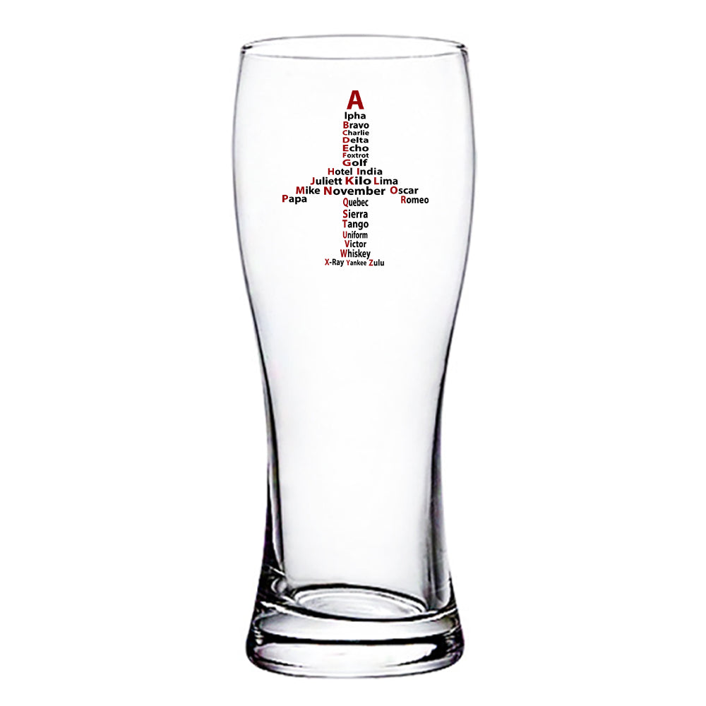 Airplane Shape Aviation Alphabet Designed Pilsner Beer Glasses