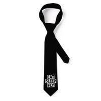 Thumbnail for Eat Sleep Fly aviation design on premium silk blend tie.