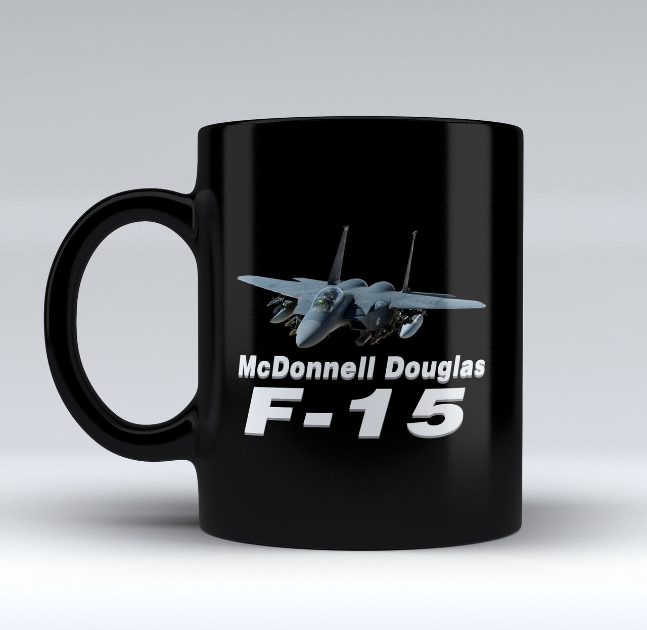 The McDonnell Douglas F15 Designed Black Mugs