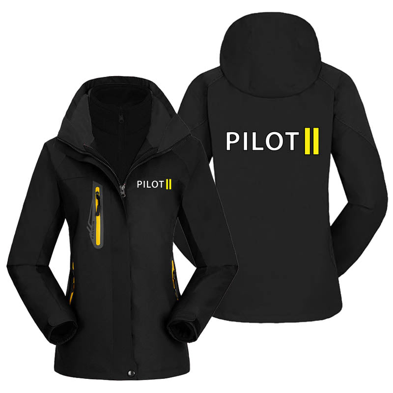 Pilot & Stripes (2 Lines) Designed Thick "WOMEN" Skiing Jackets
