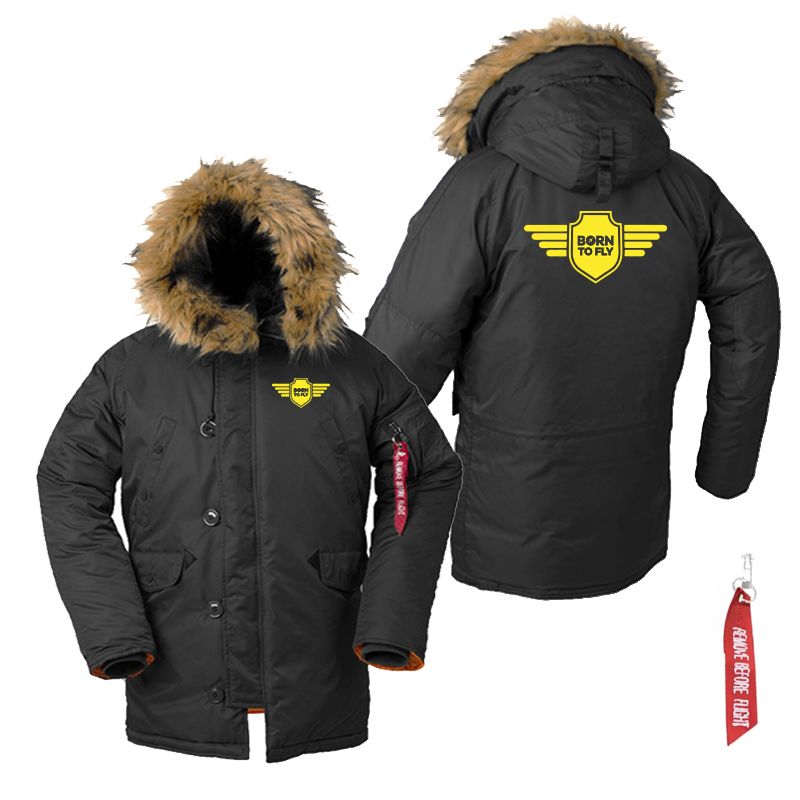 Born To Fly & Badge Designed Parka Bomber Jackets