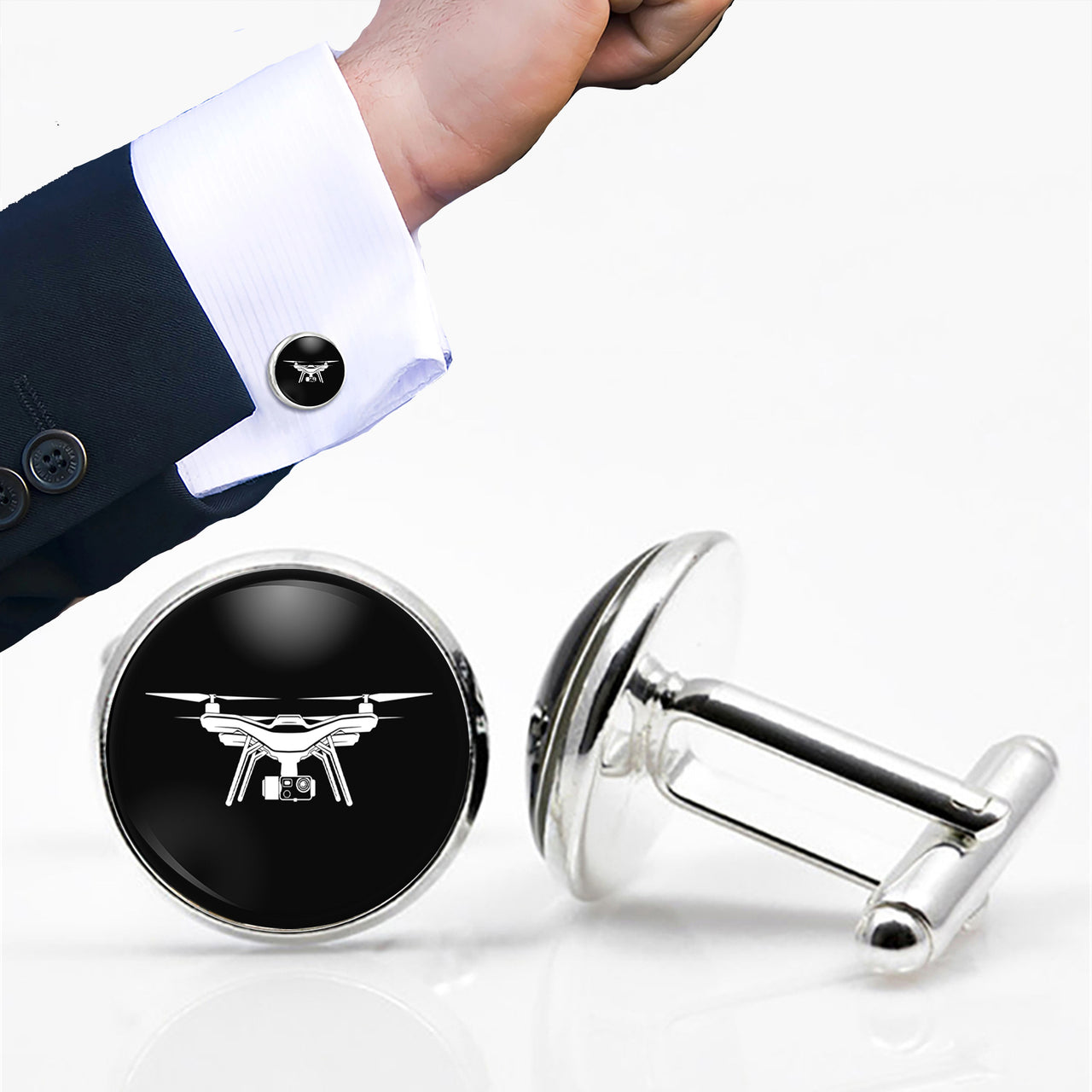 Drone Silhouette Designed Cuff Links