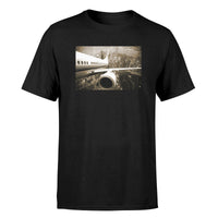 Thumbnail for Departing Aircraft & City Scene behind Designed T-Shirts