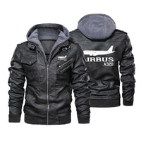 Thumbnail for Airbus A320 Printed Designed Hooded Leather Jackets