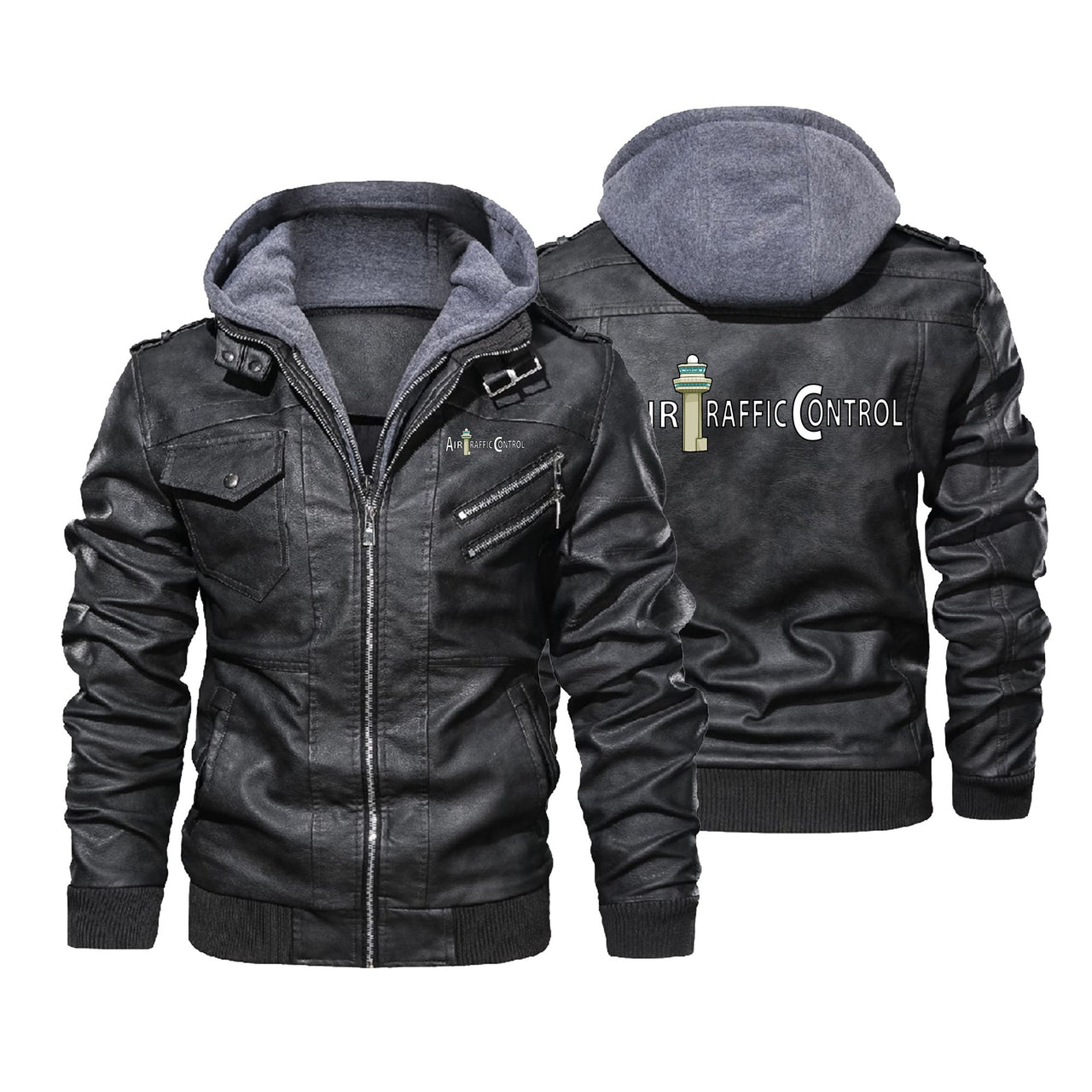 Air Traffic Control Designed Hooded Leather Jackets