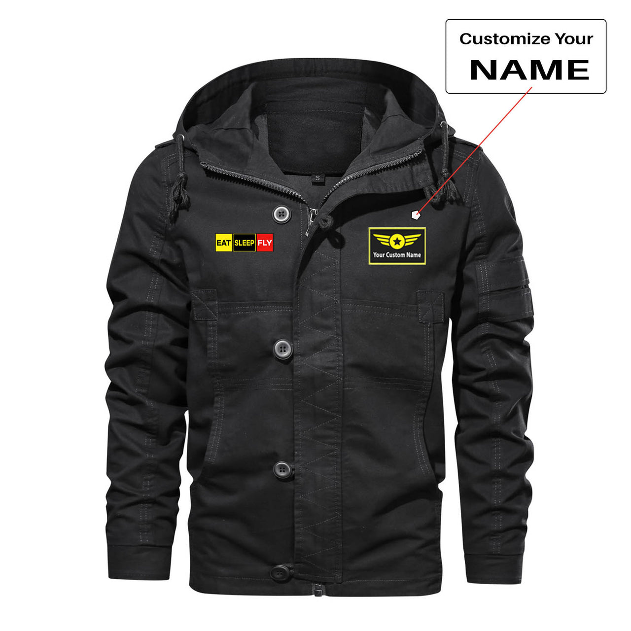 Eat Sleep Fly (Colourful) Designed Cotton Jackets