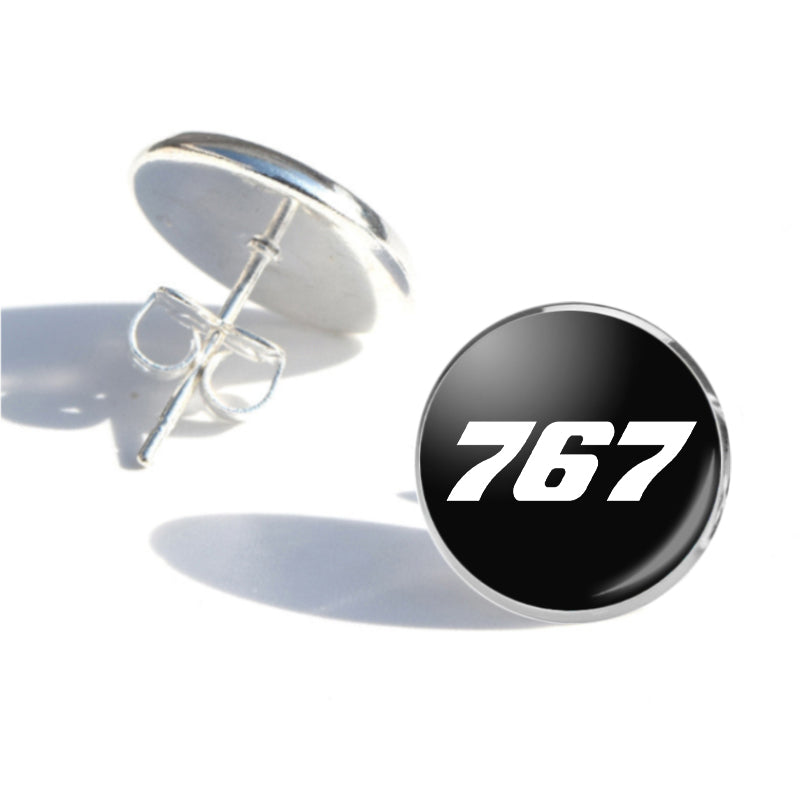767 Flat Text Designed Stud Earrings