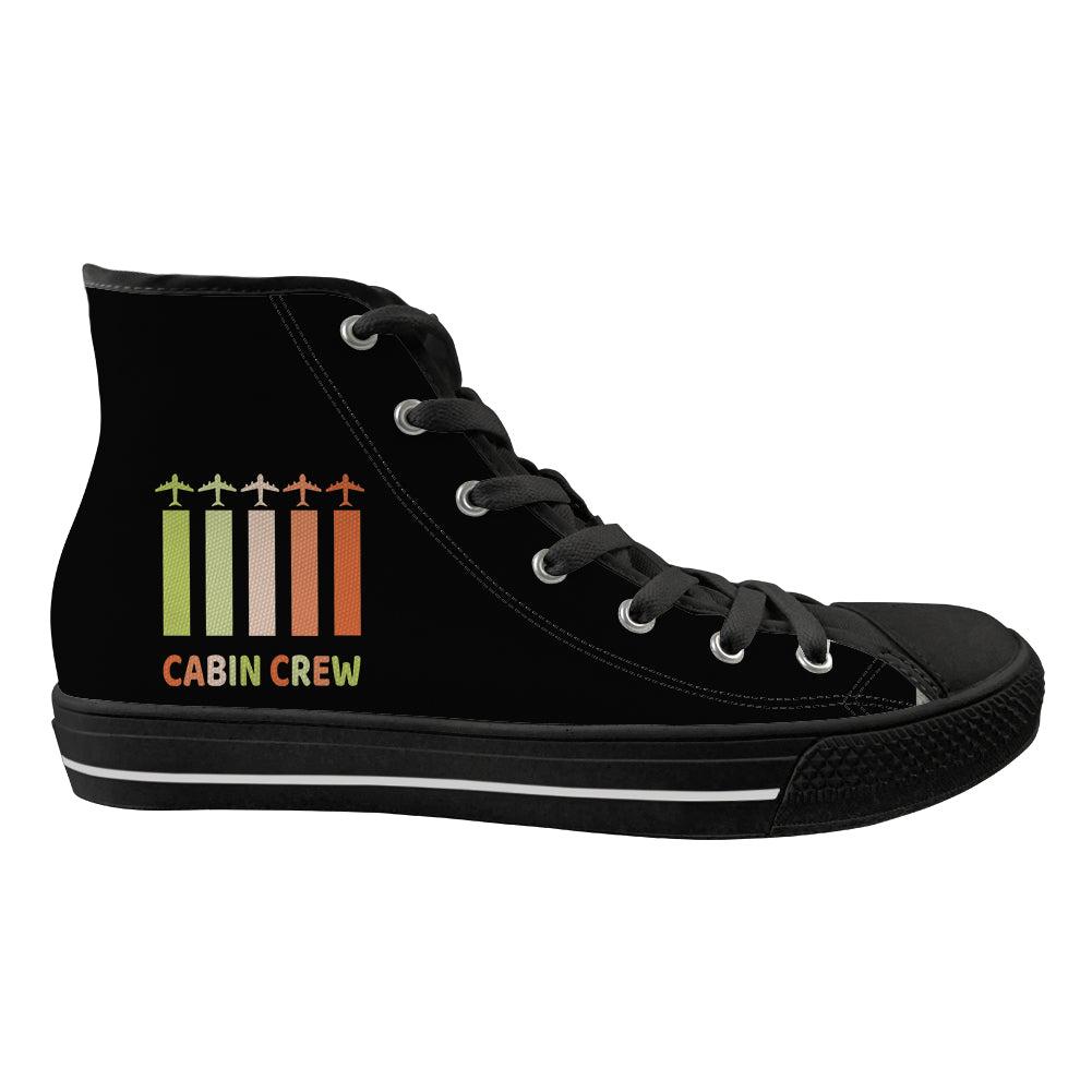 Colourful Cabin Crew Designed Long Canvas Shoes (Women)