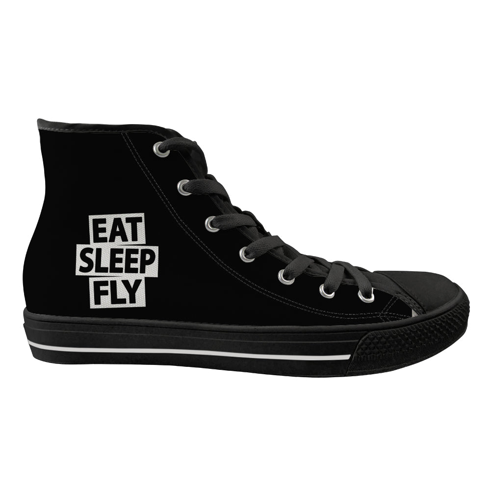 Eat Sleep Fly Designed Long Canvas Shoes (Women)