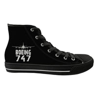Thumbnail for Boeing 747 & Plane Designed Long Canvas Shoes (Men)