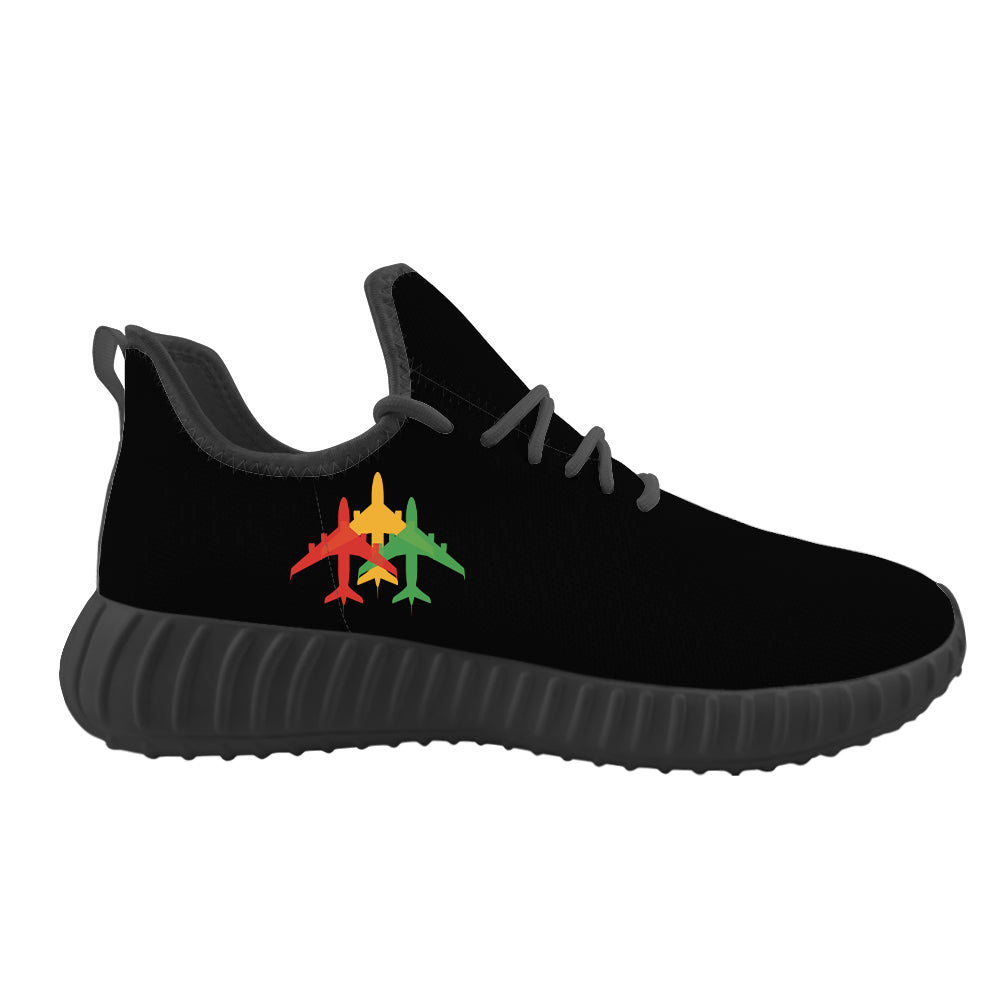Colourful 3 Airplanes Designed Sport Sneakers & Shoes (MEN)