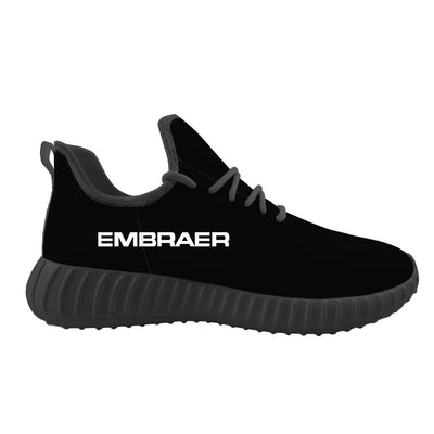 Embraer & Text Sport Sneakers & Shoes (MEN) aviation design on breathable mesh with cushioned sole men's sport sneakers.