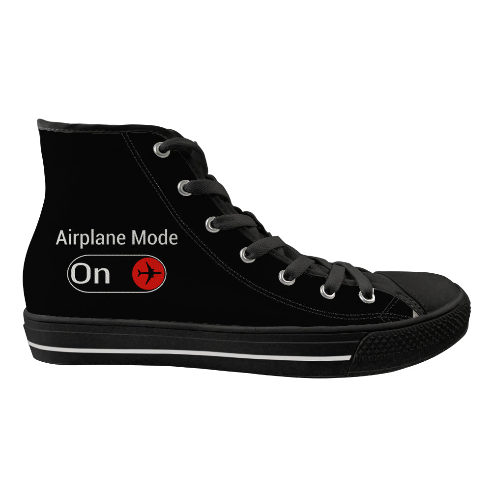 Airplane Mode On Designed Long Canvas Shoes (Women)