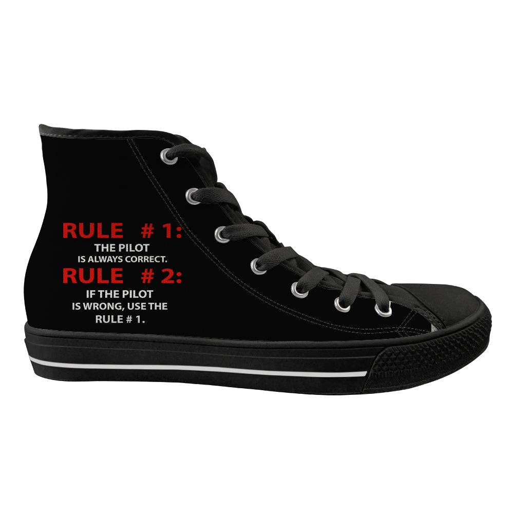 Rule 1 - Pilot is Always Correct Designed Long Canvas Shoes (Women)