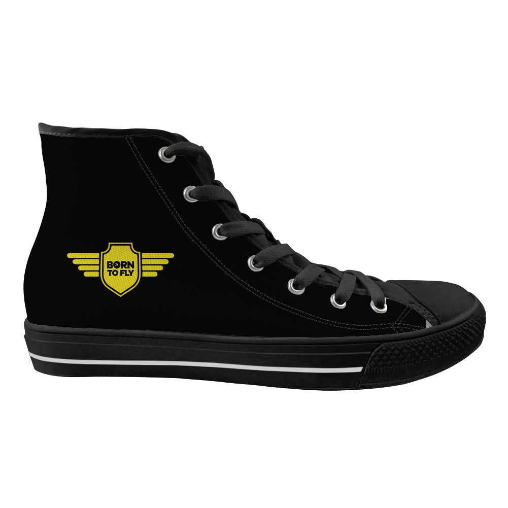 Born To Fly & Badge Designed Long Canvas Shoes (Men)
